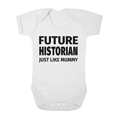 Image of Future Historian Just Like Mummy Cute Boys and Girls Baby Vest Bodysuit (0 3 Months, White)