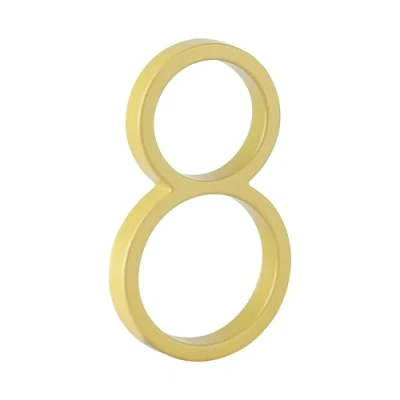 Image of HASWARE Floating House Number Sign: 5 inch Modern Door Signage Striking for Street Home Address Numerals (8, Golden)