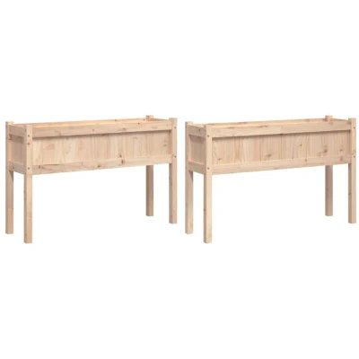 Image of vidaXL Garden Planters 2 pcs with Legs Solid Wood Pine