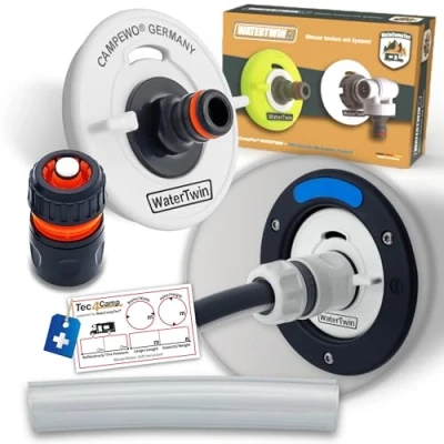 Image of MaJoCompTec® Watertwin Fuel Cap with Water Connection Tank Filling Adapter for Filler Nozzle Motorhome Caravan Accessories (ECO Version + Hose Coupling, 3 PIN D:78)