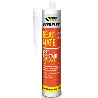 Image of Everbuild Everflex Heat Mate Sealant High Performance Resistant Silicone Waterproof Low Dirt Pick Up Permanently Flexible Black 295ml