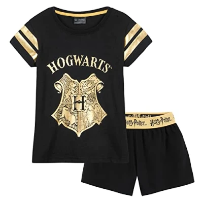Image of Harry Potter Girls Pyjamas for Kids Teenagers 2 Piece Short PJs Breathable Lounge Wear 7 14 Years Gifts (Black, 9 10 Years)