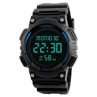 Image of TONSHEN Mens Sport Waterproof Watch Outdoor LED Electronic Military Digital Display 164FT 50M Water Resistant (Blue)