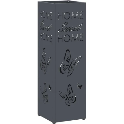 Image of vidaXL Umbrella Stand Anthracite Metal Medium Decorative Inlays