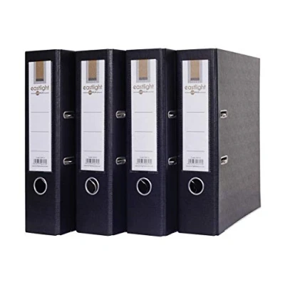 Image of Eastlight A4 Extra Strong Black Lever Arch Files Plastic on Board Folder Document Storage (Pack of 4)
