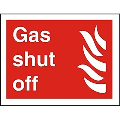 Image of Seco Gas Shut Off &amp; Fire Sign, 200mm x 150mm Photoluminescent 1mm Semi Rigid Plastic