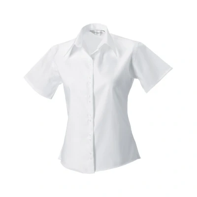 Image of Russell Athletic Collection Womens/Ladies Ultimate Short Sleeved Shirt (White) Cotton Size 8 UK