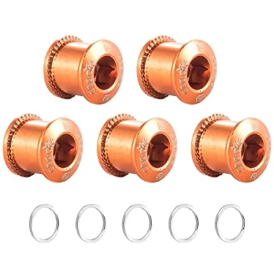 Image of Chooee Single/Double Bike Chainring Bolts, M8 Bicycle Chain Ring Bolts and Nuts For MTB/Mountain Bike/Road Orange