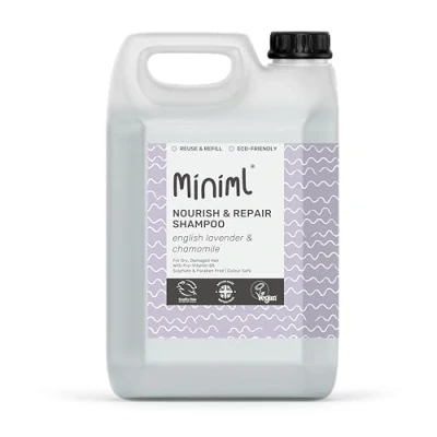 Image of Miniml Natural Eco Hair Shampoo Nourish and Repair 5L Refill Lavender Chamomile For Dry, Damaged with Pro Vitamin B5 Sulphate &amp; Paraben Free, Vegan Cruelty Free