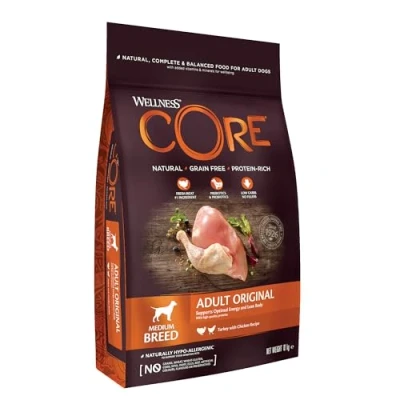 Image of Wellness CORE Adult Original, Dry Dog Food, Food Dry, Grain Free High Meat Content, Turkey &amp; Chicken, 10 kg