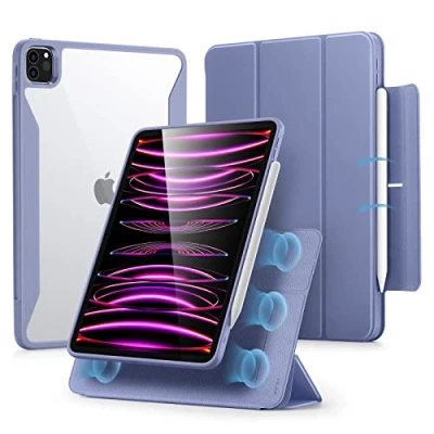 Image of ESR Hybrid Case Compatible with iPad Pro 12.9 Inch (2022/2021), Pencil Holder, Detachable Magnetic Cover, Vertical Stand, Rebound 360 Series, Lavender