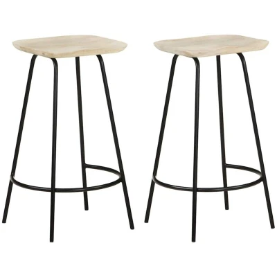 Image of vidaXL Bar Stools 2 pcs Solid Mango Wood