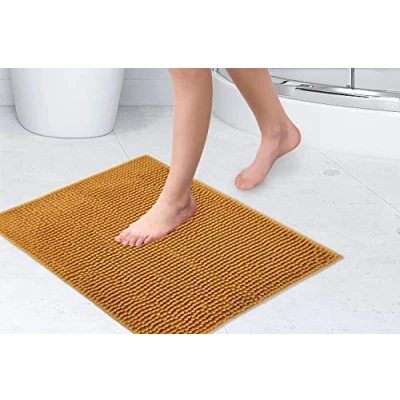 Image of Emma Barclay Noodle Soft Touch Non Slip Bathroom Rug in Ochre Shower Mat 40x60cm