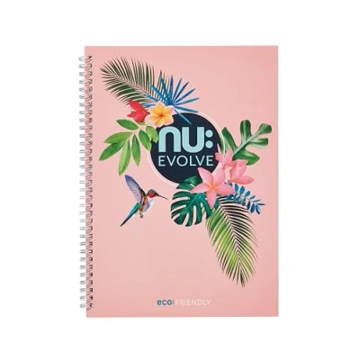 Image of nu: Notebooks Evolve Tropical Range Recycled A4 Notebook Pink 120 Pages 80 GSM