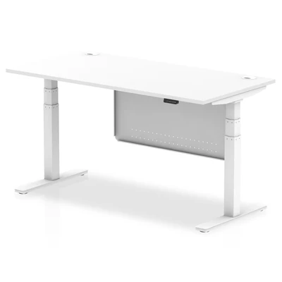 Image of Air 1600x800 Height Adjustable Desk White CP Leg Modesty Panel