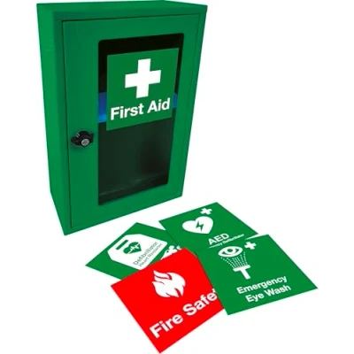 Image of Safety First Aid Group AED Defibrillator Wall Cabinet with Thumb Lock