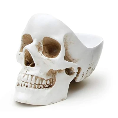 Image of Suck UK Skull Desk Organiser Gothic Jewellery Box Key Bowl &amp; Trinket Dish Tidy Home Decor Gifts For Women Bedroom White