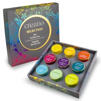 Image of Creano Organic Herbal Tea Gift Set &quot;Loose Tea&quot; 9 Different Types of in Metal Tins 122 g Vegan &amp; Gluten Free Novelty 2024*