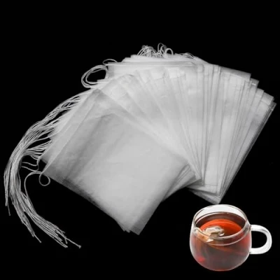 Image of Disposable Tea Filter Bags for Loose Leaf 7x9CM Empty Infusers Bag Drawstring Seal Coffee Spices 100Pcs