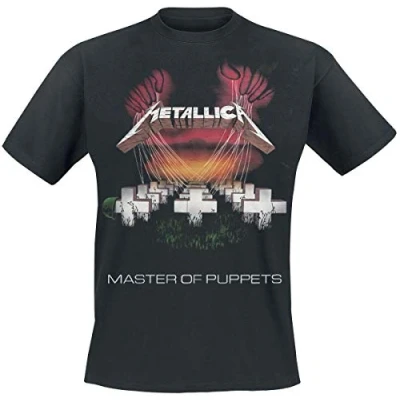 Image of Metallica Men&#039;s Master of Puppets European Tour &#039;86 BL_TS: M T Shirt, Black (Black Black), Medium (Size:Medium)