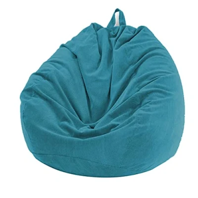 Image of Chickwin Bean Bag Corduroy without Filling, Gaming Bags Chair for Adult Kids, Highback Comfortable Indoor Outdoor Living Room Large Beanbag Seat,Steel Blue,100x120cm(No Filler)