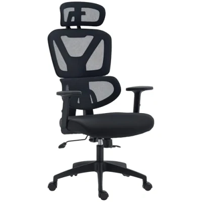 Image of Vinsetto Ergonomic Office Chair, Mesh Swivel Desk Chair with Lumbar Support, Padded Seat, Adjustable Height and Headrest for Home Office, Black