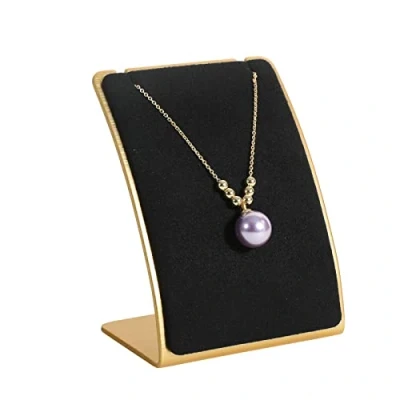 Image of GemeShou Black necklace display stand, Velvet jewelry holder for selling, small metal earring neck storage organizer, online photography props【Black】