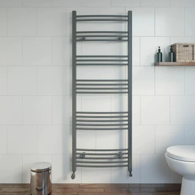 Image of DuraTherm Curved Heated Towel Radiator Anthracite 1600 x 600mm