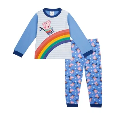 Image of George Pig Boys Pyjamas Rainbow Theme Pjs Set, Official Nightwear 2 3 Years