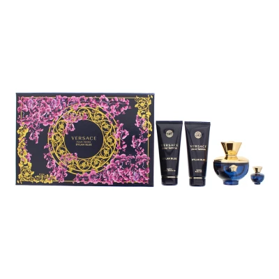 Image of Versace Dylan Blue Pour Femme Eau de Parfum 100ml Spray 4 Pieces Set