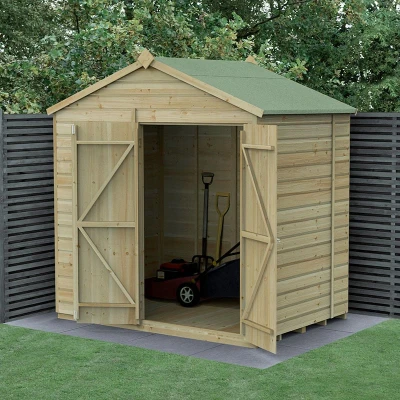 Image of 7&#039; x 5&#039; Forest Beckwood 25yr Guarantee Shiplap Pressure Treated Windowless Double Door Apex Wooden Shed (2.28m 1.53m)