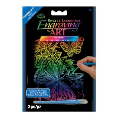 Image of Royal Brush Mini Rainbow Foil Engraving Art Kit 3 Pieces Butterflies, Multicolored, 12,5x17,5cm