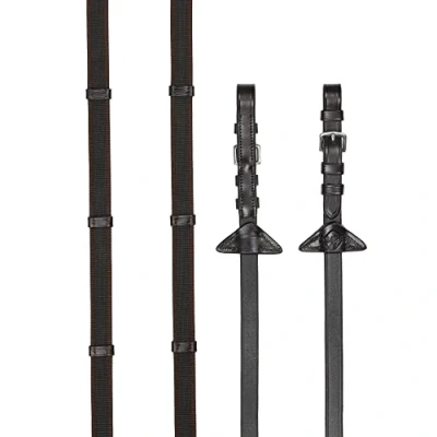 Image of LeMieux Rubber Grip Continental Reins Brown/Silver Full
