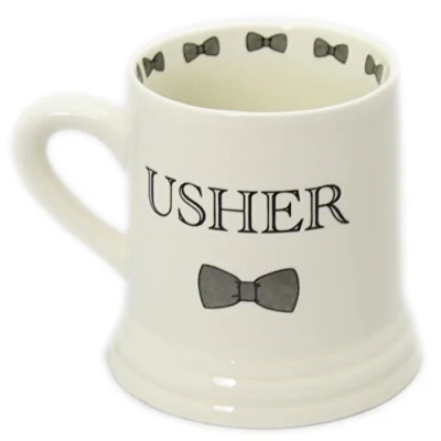 Image of Boxed Ceramic Bow Tie Wedding Favour Gift Mug Usher
