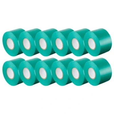 Image of Gocableties Green Wide Electrical Tape, 50mm x 33m, 2&quot; Strong Self Adhesive PVC Insulation Tape for Insulating, Repairing and Protecting Wires, 12 Rolls
