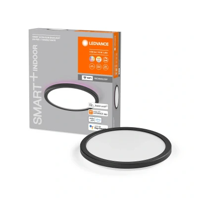 Image of LEDVANCE Smart+ ORBIS WiFi Panel Light, Black, 19W, 1790lm, 235mm, Adjustable White Light (2700K 6500K), Frame with RGB Color dimmable, app controllable, Compatible Amazon, Google, etc.