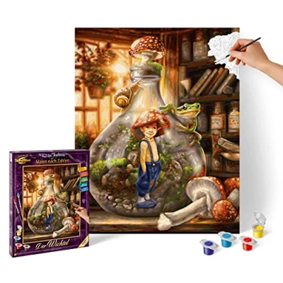 Image of Schipper 602100454 Der Wichtel People Numbers, The Gnome Pictures for Adults, Includes Brush and Acrylic Paints, 40 x 50 cm, Multicoloured