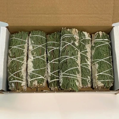 Image of VIE Wholesale Smudge Sticks, White Sage and Cedar 4&quot;, Pack of 6