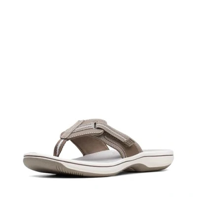 Image of Clarks Women&#039;s Brinkley Jazz Flip Flop, Pewter Synthetic, 5 UK