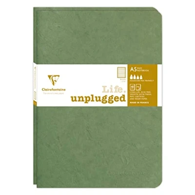 Image of Clairefontaine 733173C Age Bag DUO set of 2 stitched notebooks 14.8x21cm 96p lined green