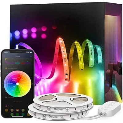Image of Govee 30m RGBIC LED Strip Lights, Smart Lights Work with Alexa and Google Assistant, App Control Segmented DIY Colour Changing, 2 Rolls of 15m Strips, WiFi for Bedroom