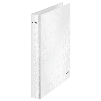 Image of Leitz 4 Ring Binder, Holds up to 190 Sheets, Wow Range, 25 mm Spine, 42420001 A4, White
