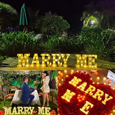 Image of JUICYRAUL 7 LED Marquee Letter Lights Marry Me Sign，Marry Lights，Marry Light up Numbers for Romantic Proposal, Wedding Sign, Engagement Sign