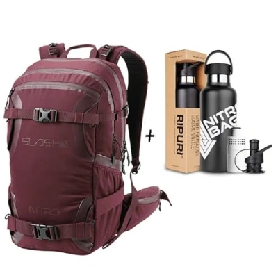 Image of Nitro, SLASH 25 Pro Set with Ripuri 600 ml Bottle &amp; Filter, Snowboard Backpack, Touring l, Wine, Wine Red, Backpack Backpacks