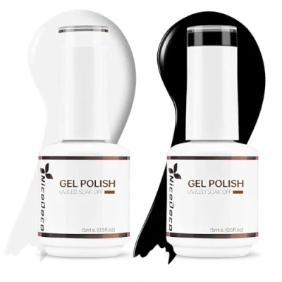 Image of Nicedeco Hema free Gel Nail Polish Set, 2x15ml UV/LED Soak Off Art Manicure Pedicure, Salon &amp; Home Use Long Lasting Easy to Apply Kit2