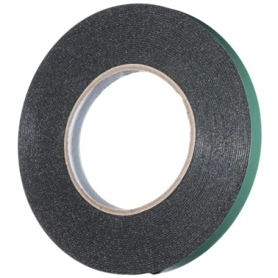 Image of YoiYee 15mm x 10m Double Sided Foam Tape, Strong Sticky Adhesive Green Film Glazing PE Sponge Strip Mounting Black