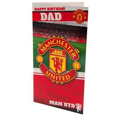 Image of Happy Birthday Dad Card, Manchester United Man U FC Card Dad, Football Club Bithday For Multi coloured, 9 x 5