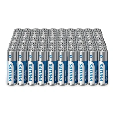 Image of Philips Ultra AA Alkaline Batteries Bulk Pack for High Usage Devices and Offices, of 100