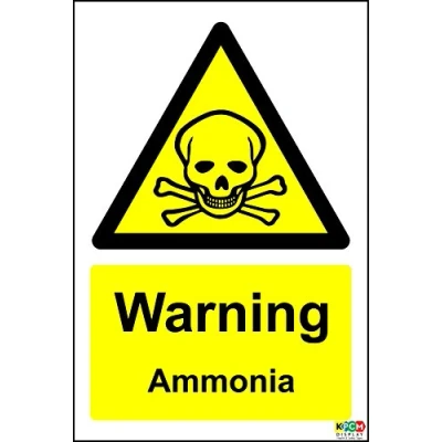 Image of Warning. Ammonia Sign Self Adhesive Sticker 300mm x 200mm