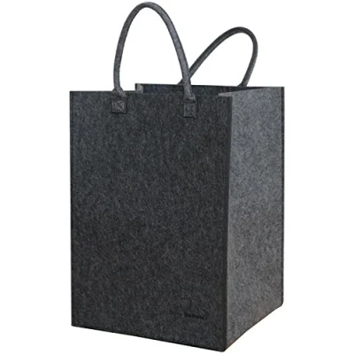 Image of DuneDesign Artificial Felt Laundry Hamper 43x38x60cm Bag for storage toys Grey